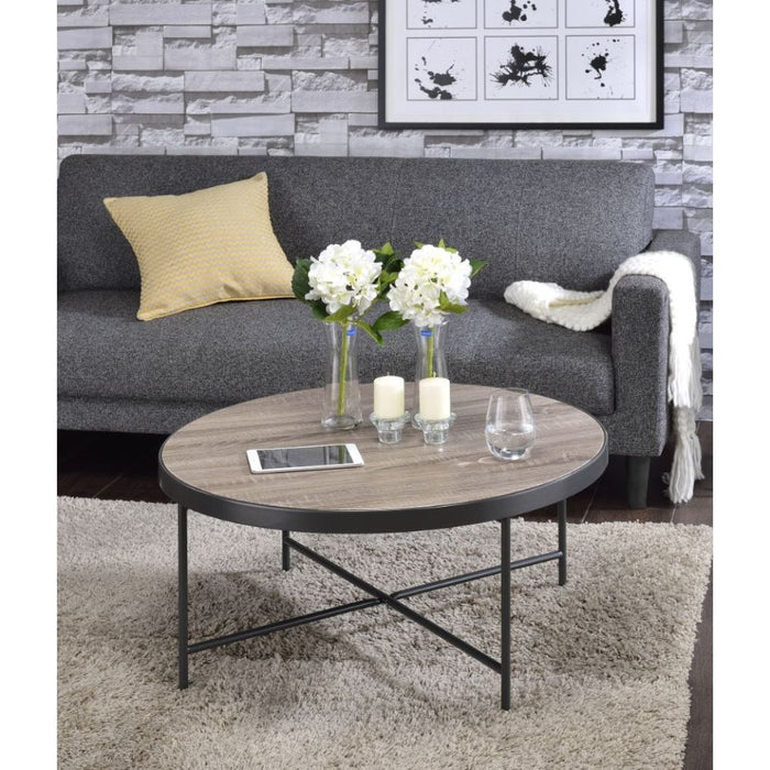 Bage - Coffee Table - Weathered Gray Oak & Metal