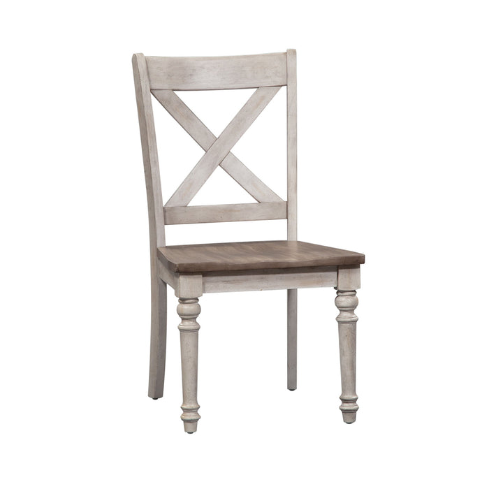 Cottage Lane - X Back Wood Seat Side Chair - White