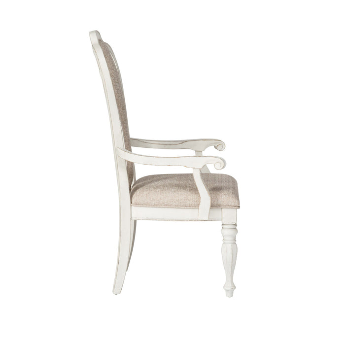 Magnolia Manor - Splat Back Upholstered Arm Chair - White