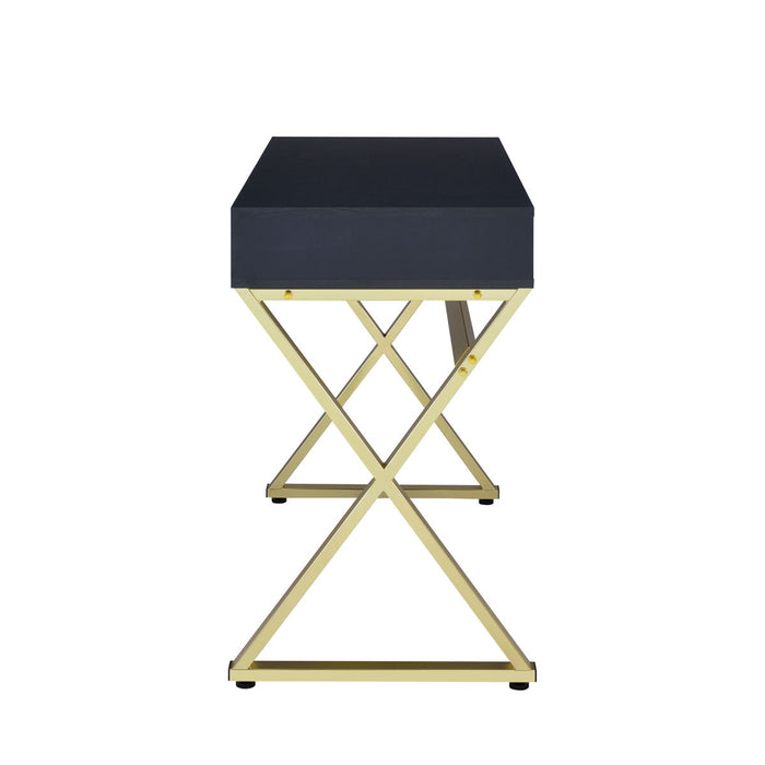 Coleen - Vanity Desk - Black & Brass Finish