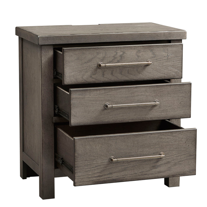 Modern Farmhouse - 3 Drawer Night Stand - Gray