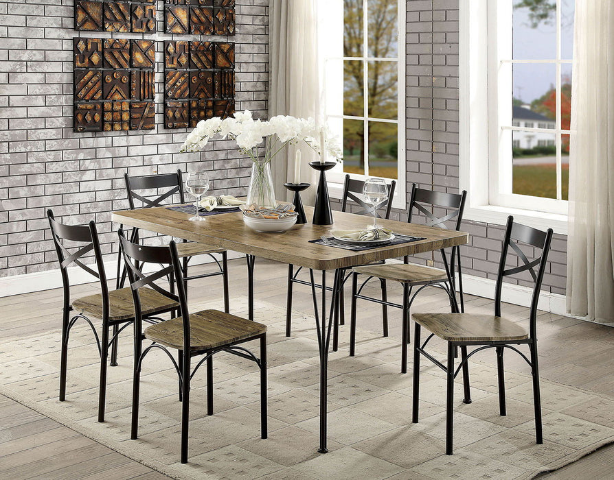 Banbury - 7 Piece Dining Table Set - Dark Bronze / Natural