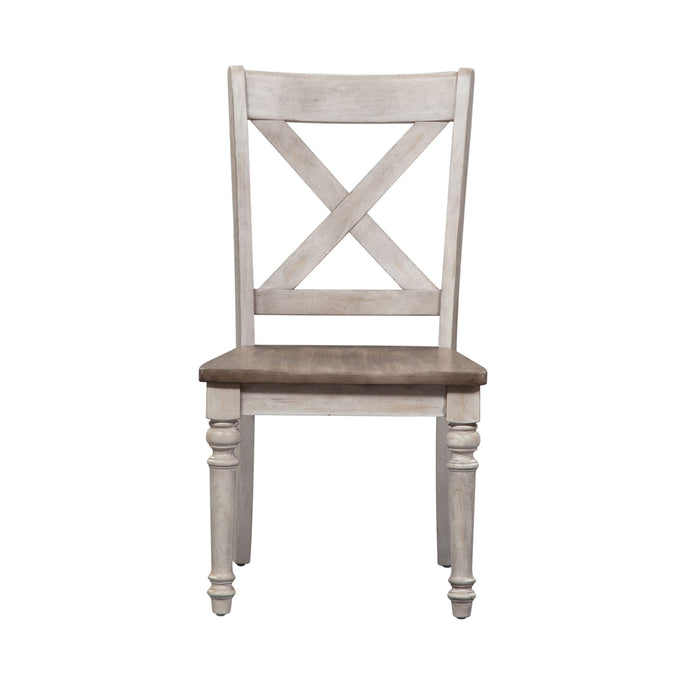 Cottage Lane - X Back Wood Seat Side Chair - White