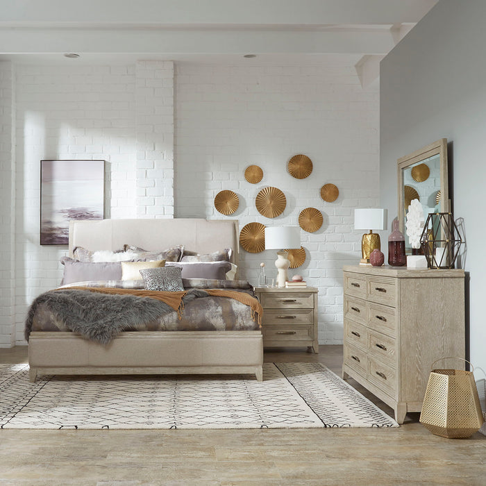 Belmar - Upholstered Bed, Dresser & Mirror Set