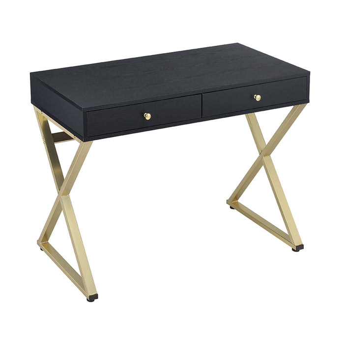 Coleen - Vanity Desk - Black & Brass Finish