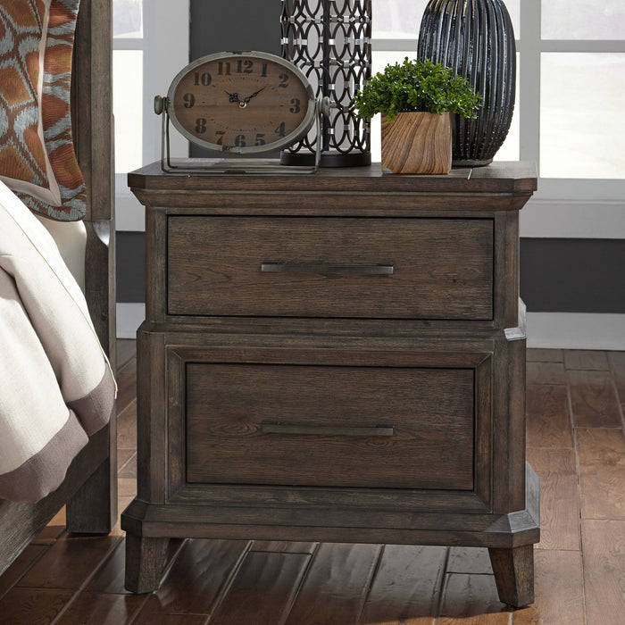 Artisan Prairie - 2 Drawer Night Stand With Charging Station - Dark Brown