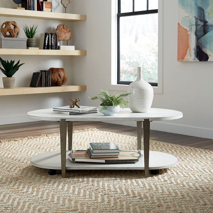 Sterling - Oval Cocktail Table - Weathered White