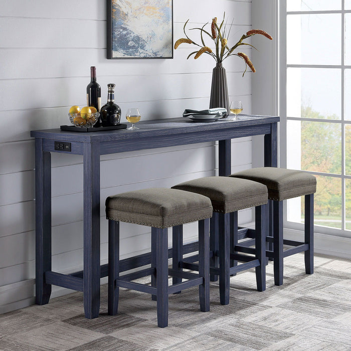 Caerleon - 4 Piece Counter Ht. Table Set - Antique Blue / Gray