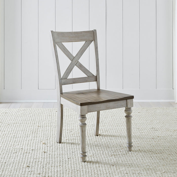 Cottage Lane - X Back Wood Seat Side Chair - White