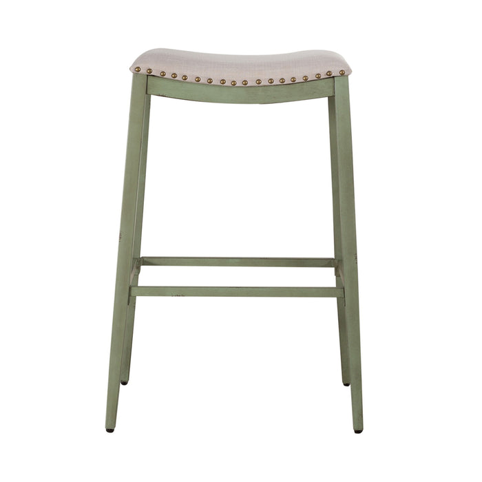 Vintage Series - Backless Upholstered Barstool - Green