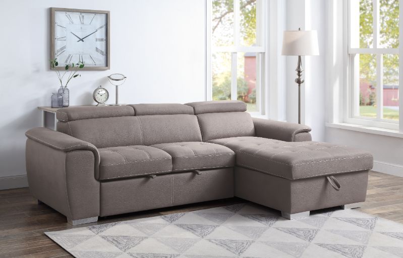 Haruko - Sectional Sofa - Light Brown Fabric