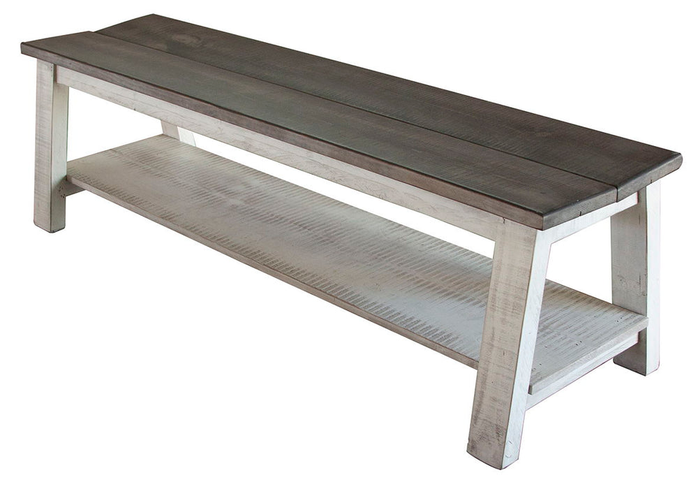 Stone - Bench With Shelf / Solid Wood