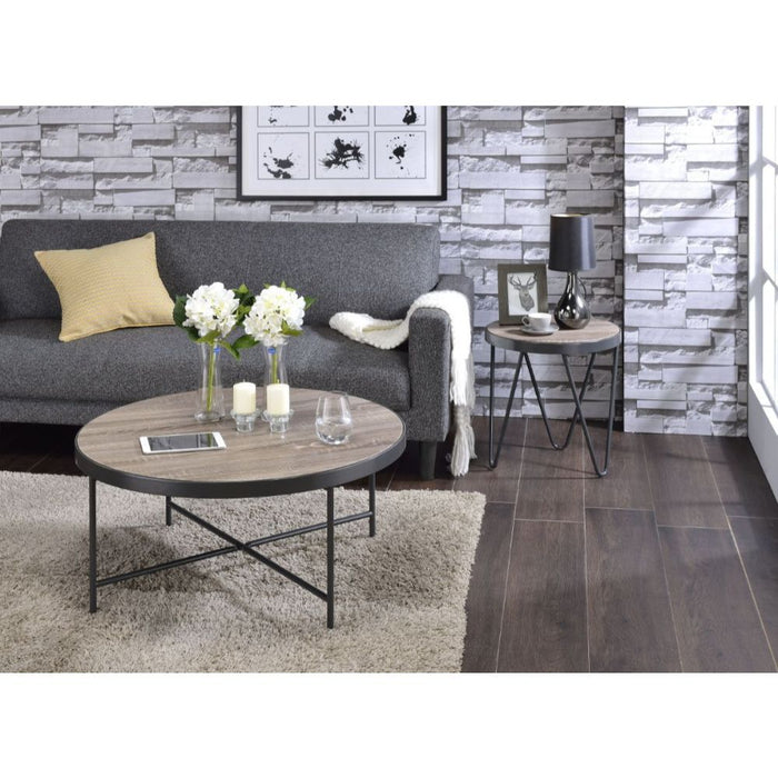 Bage - Coffee Table - Weathered Gray Oak & Metal