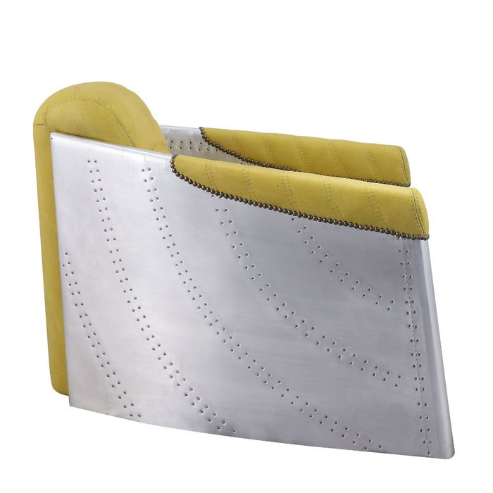 Brancaster - Accent Chair - Yellow Top Grain Leather & Aluminum