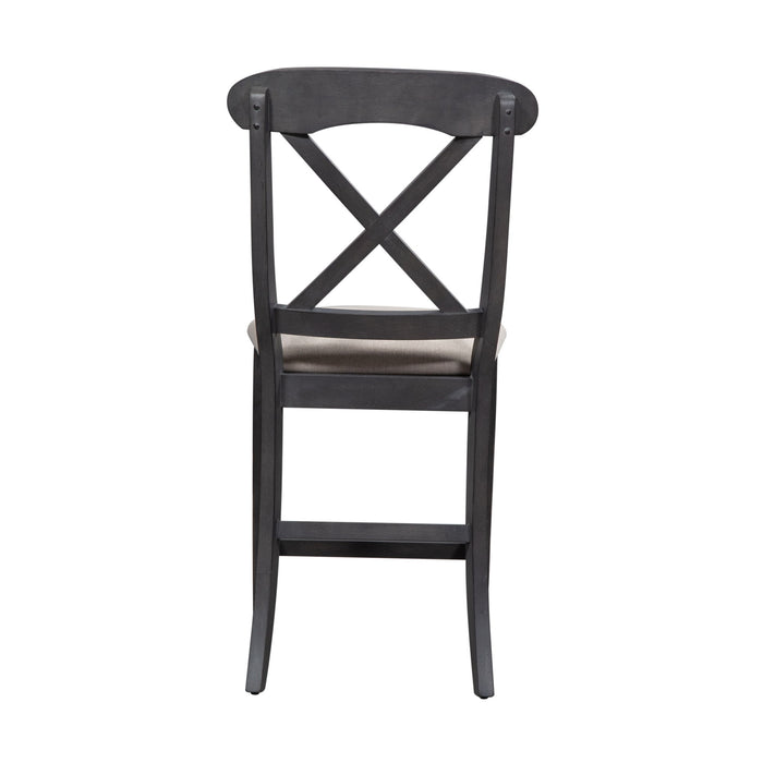 Ocean Isle - Upholstered X Back Counter Chair - Dark Gray