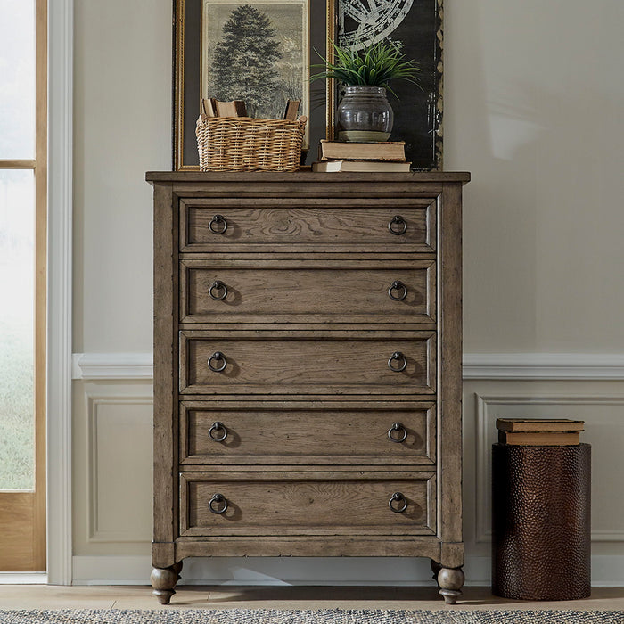 Americana Farmhouse - 5 Drawer Chest - Light Brown