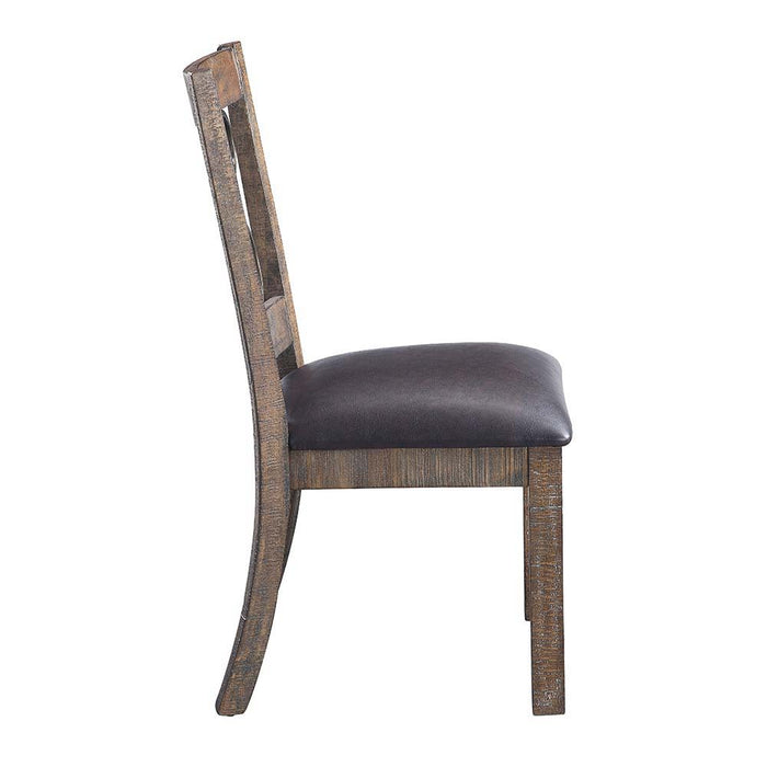 Raphaela - Side Chair - Black PU & Weathered Cherry Finish