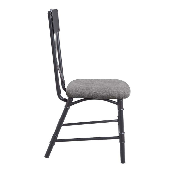 Edina - Side Chair - Gray Fabric, Oak & Sandy Black Finish