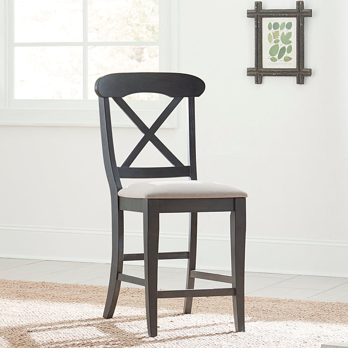 Ocean Isle - Upholstered X Back Counter Chair - Dark Gray