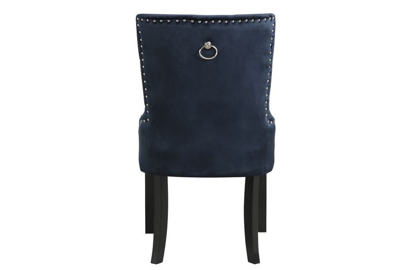 Varian II - Side Chair - Dark Navy Velvet & Black Finish