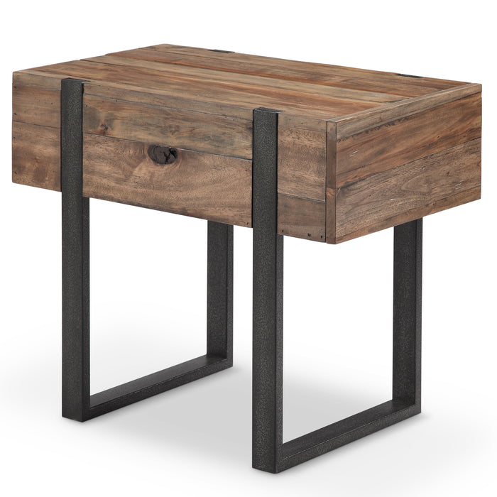 Prescott - Modern Reclaimed Wood Chairside End Table in Rustic Honey