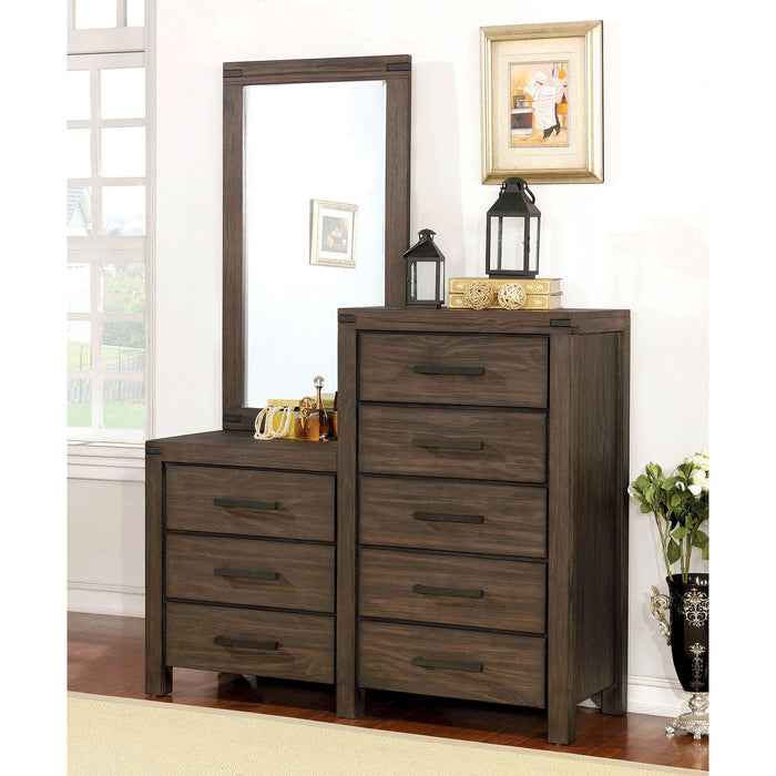 Rexburg - 8-Drawer Dresser Mirror - Wire-Brushed Rustic Brown