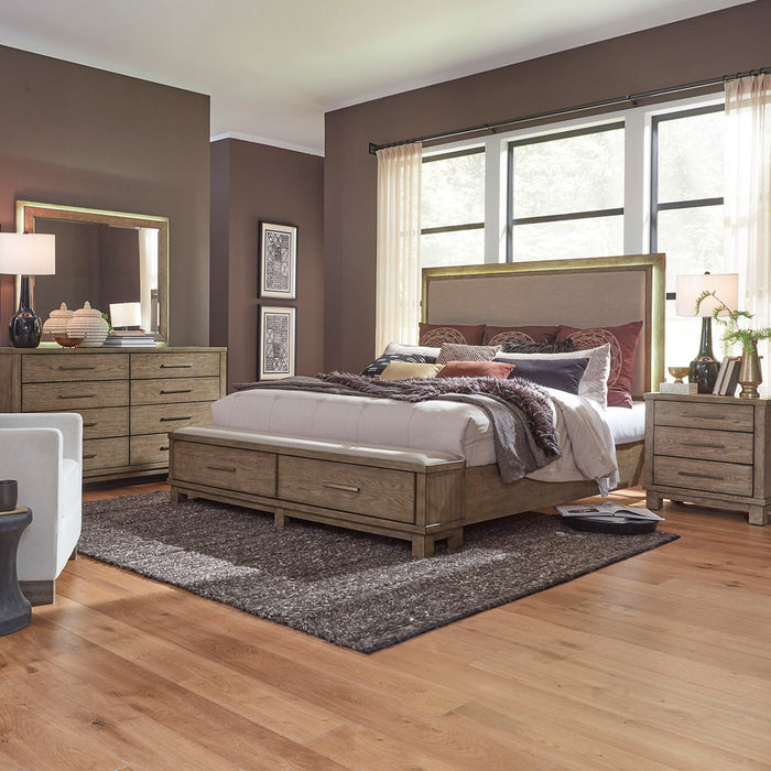 Canyon Road - Queen Storage Bed, Dresser & Mirror, Night Stand - Light Brown