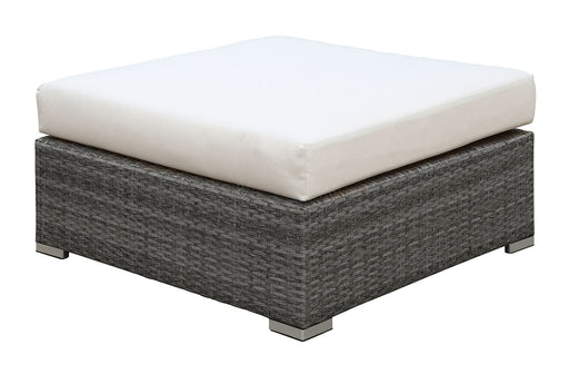 SOMANI Light Gray Wicker/Ivory Cushion Large Ottoman image