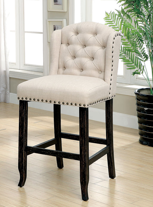 SANIA II Antique Black, Ivory Bar Ht. Wingback Chair (2/CTN) image