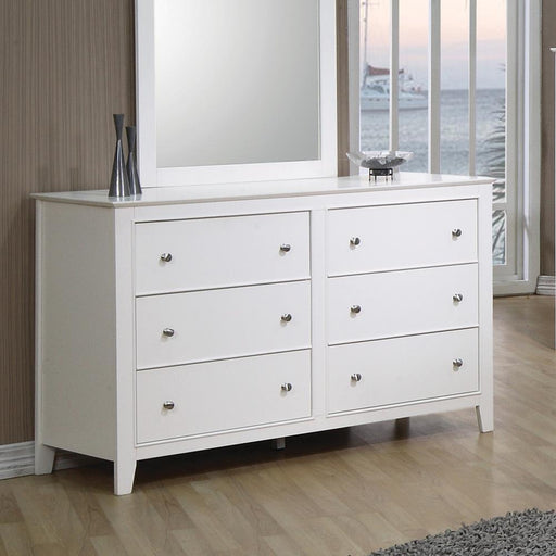 Selena Contemporary White Six-Drawer Dresser image