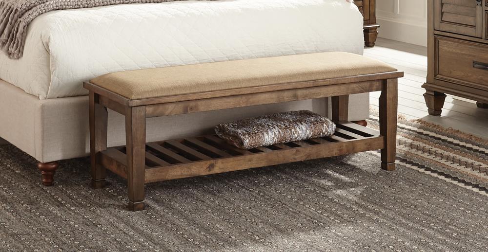 Franco Burnished Oak Upholstered Bench image