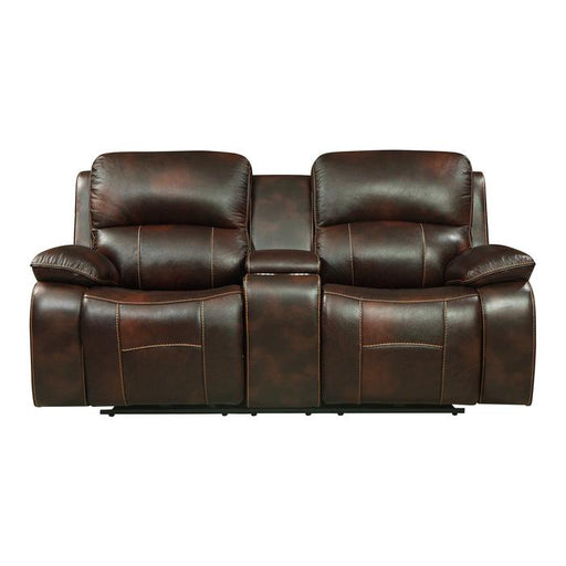 Homelegance Furniture Mahala Double Reclining Loveseat in Brown 8200BRW-2 image