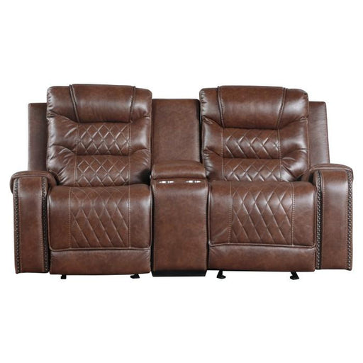 Homelegance Furniture Putnam Double Glider Reclining Loveseat in Brown 9405BR-2 image