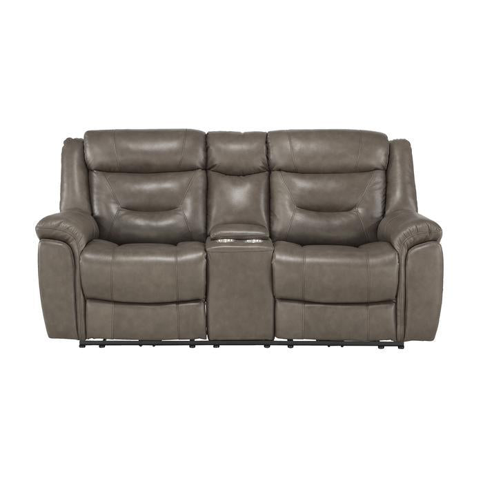 Homelegance Furniture Danio Power Double Reclining Loveseat with Power Headrests in Brownish Gray 9528BRG-2PWH image