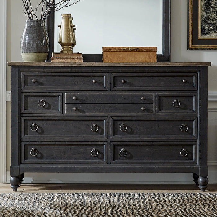 Americana Farmhouse - 9 Drawer Dresser - Dark Gray