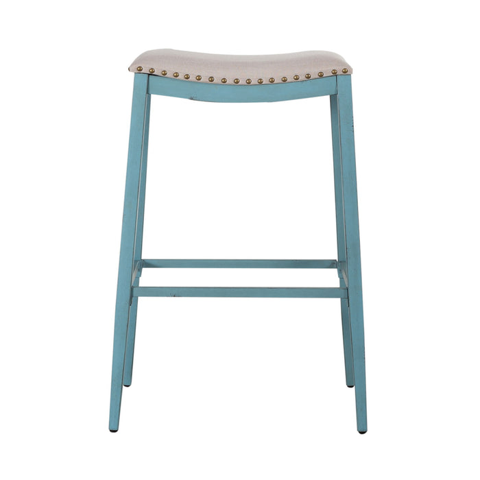 Vintage Series - Backless Upholstered Barstool - Blue