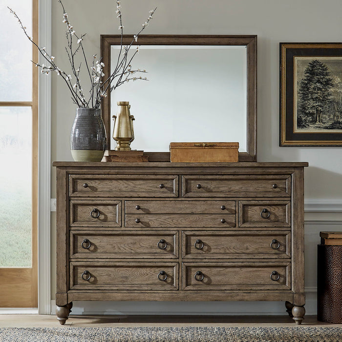 Americana Farmhouse - Dresser & Mirror - Light Brown