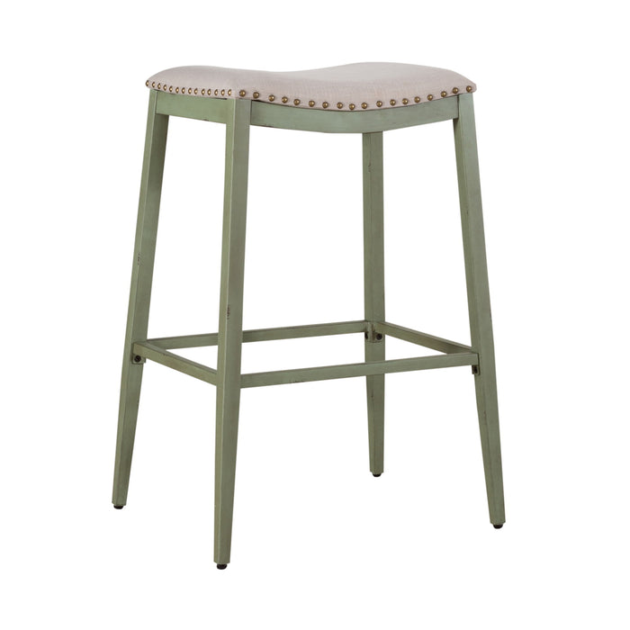 Vintage Series - Backless Upholstered Barstool - Green