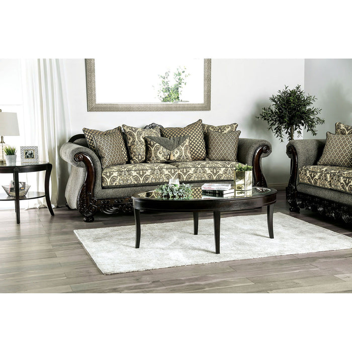 Justina - Sofa - Gray / Espresso