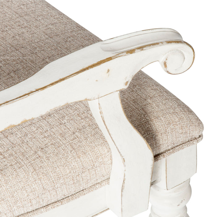 Magnolia Manor - Splat Back Upholstered Arm Chair - White