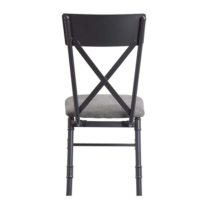 Edina - Side Chair - Gray Fabric, Oak & Sandy Black Finish