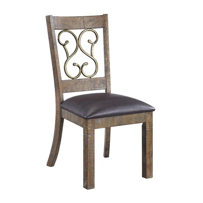 Raphaela - Side Chair - Black PU & Weathered Cherry Finish