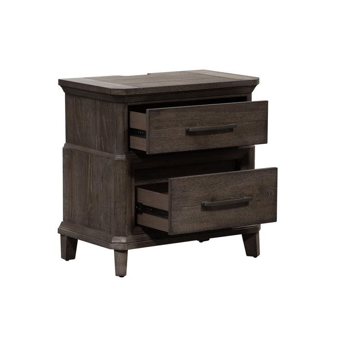 Artisan Prairie - 2 Drawer Night Stand With Charging Station - Dark Brown