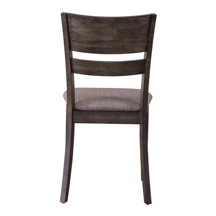 Anglewood - Slat Back Upholstered Side Chair - Dark Brown