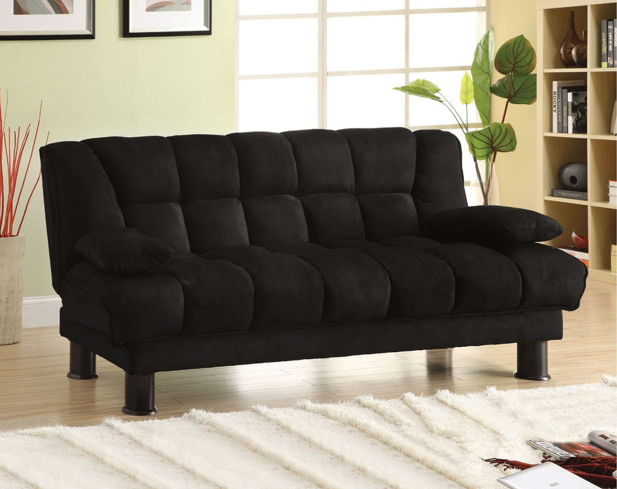 Bonifa - Elephant Skin Microfiber Futon Sofa - Black