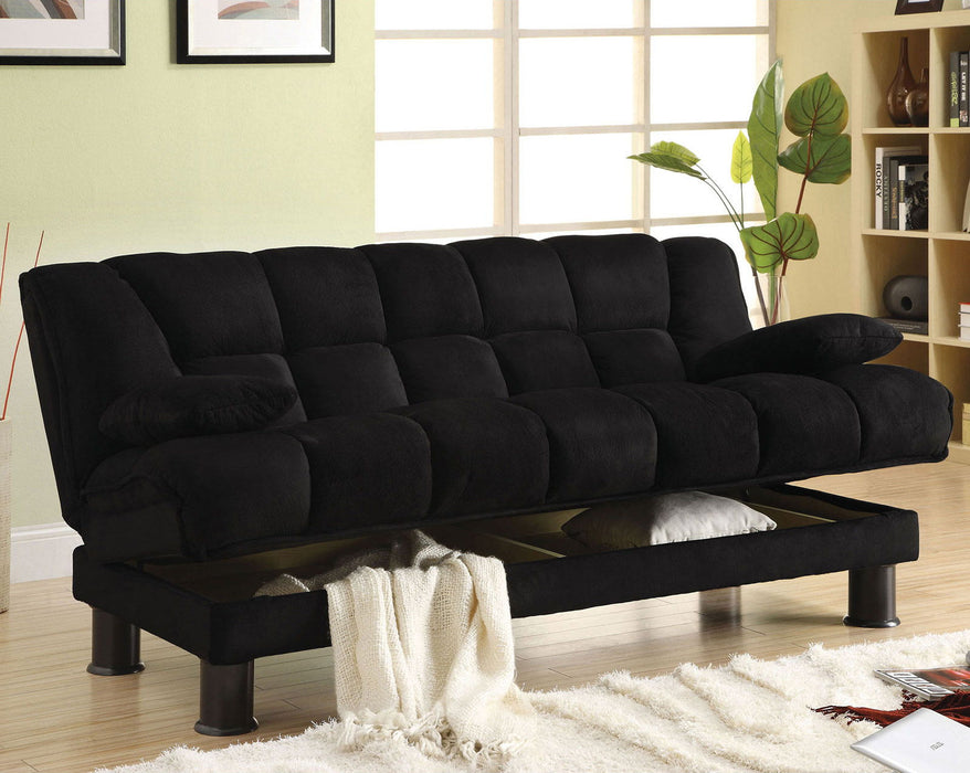 Bonifa - Elephant Skin Microfiber Futon Sofa - Black