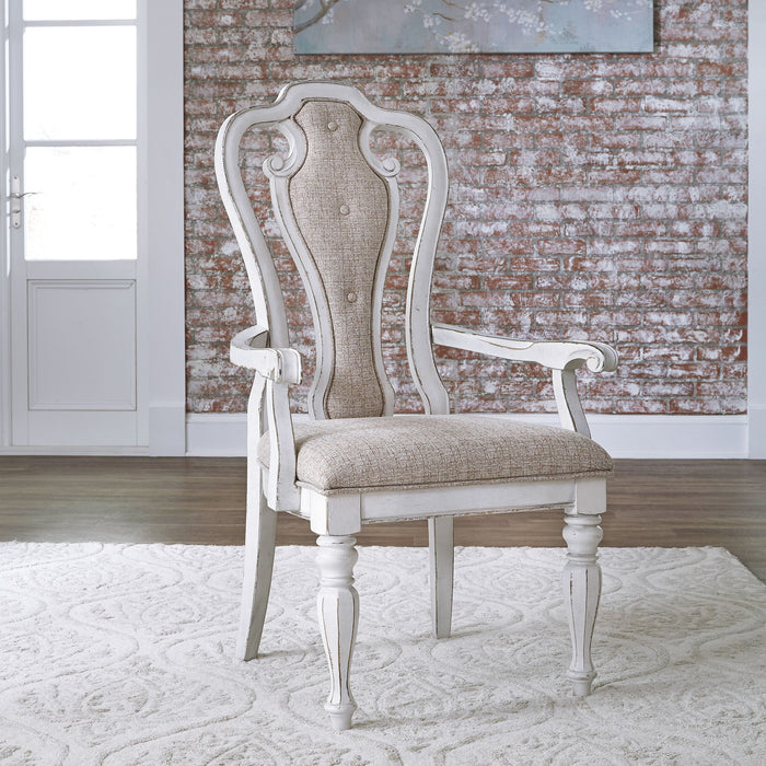 Magnolia Manor - Splat Back Upholstered Arm Chair - White