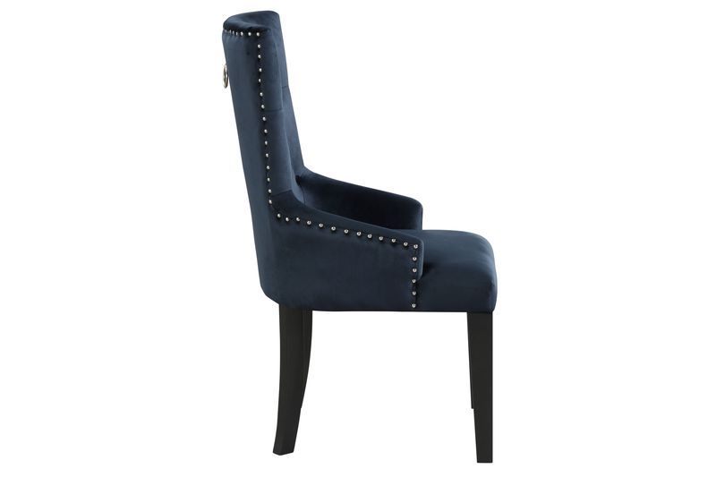 Varian II - Side Chair - Dark Navy Velvet & Black Finish