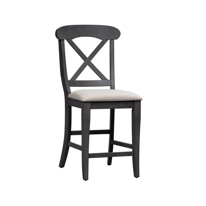 Ocean Isle - Upholstered X Back Counter Chair - Dark Gray