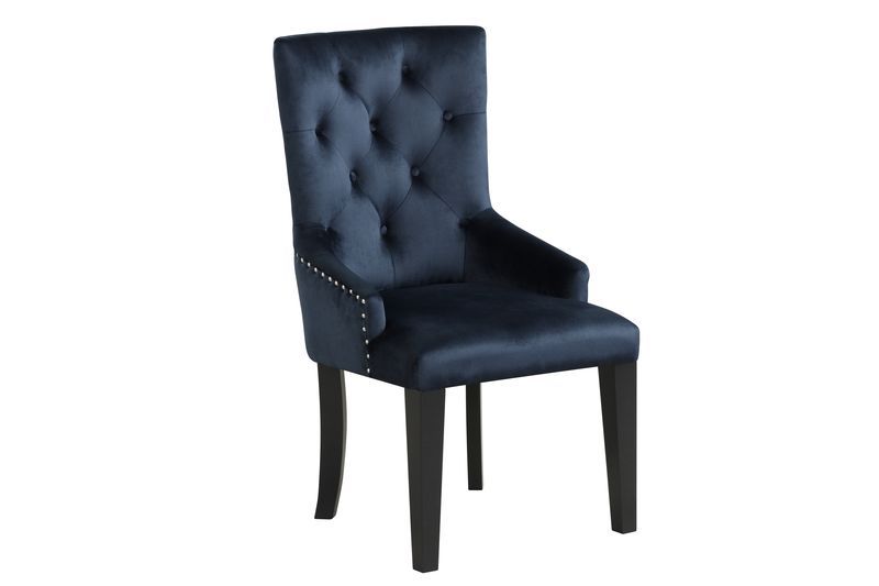 Varian II - Side Chair - Dark Navy Velvet & Black Finish